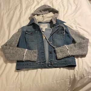 American Rag denim jacket with knit sleeves
